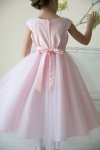 Ivory Satin Embroidered Lace and Tulle Skirt Flower Girl Dress